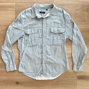 7 For All Mankind Light Gray Button-Down Casual Shirt